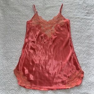VTG Gold Label Victoria’s Secret nightie lingerie lace nightgown coral color S